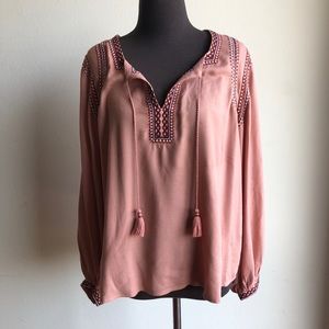 Lucky Brand sz S embroidered boho blouse